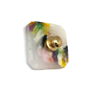 Gold and White Small Square Brooch-Pins-Asami Watanabe-Pistachios