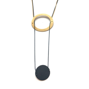 Golden Disc Insert Necklace-Necklaces-Malgosia Kalinska-Pistachios