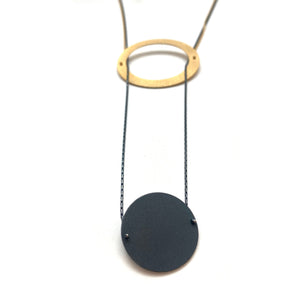 Golden Disc Insert Necklace-Necklaces-Malgosia Kalinska-Pistachios