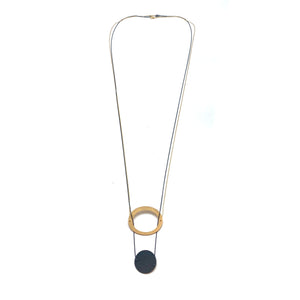 Golden Disc Insert Necklace-Necklaces-Malgosia Kalinska-Pistachios