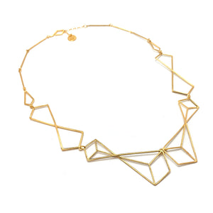 Golden Geometric Link Necklace-Necklaces-Veronika Majewska-Pistachios