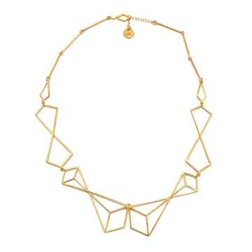 Golden Geometric Link Necklace