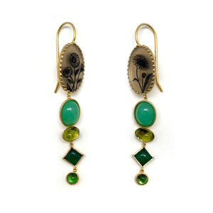Green Agate Sunflower Earrings-Earrings-Anna Bankuti-Pistachios