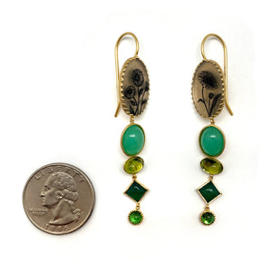 Green Agate Sunflower Earrings-Earrings-Anna Bankuti-Pistachios
