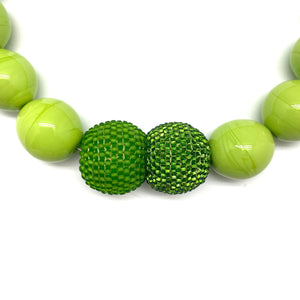 Green Glass Beaded Necklace-Necklaces-Monica Nesseler-Pistachios