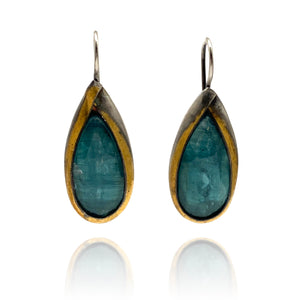 Green Kyanite Teardrop Earrings-Earrings-Austin Titus-Pistachios