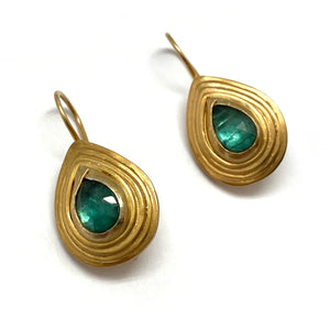 Green Kyanite and Gold Earrings-Earrings-Austin Titus-Pistachios