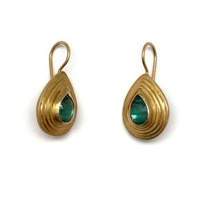 Green Kyanite and Gold Earrings-Earrings-Austin Titus-Pistachios