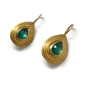 Green Kyanite and Gold Earrings-Earrings-Austin Titus-Pistachios