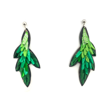 Green Leafy Aluminum Stud Earrings