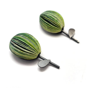 Green Ombre Flower Paper Earrings-Earrings-Naoko Yoshizawa-Pistachios