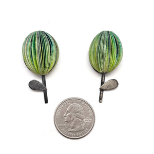 Green Ombre Flower Paper Earrings-Earrings-Naoko Yoshizawa-Pistachios