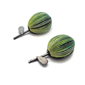 Green Ombre Flower Paper Earrings-Earrings-Naoko Yoshizawa-Pistachios