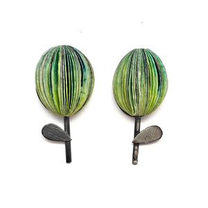 Green Ombre Flower Paper Earrings-Earrings-Naoko Yoshizawa-Pistachios