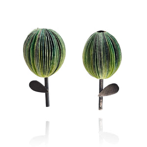Green Ombre Flower Paper Earrings-Earrings-Naoko Yoshizawa-Pistachios