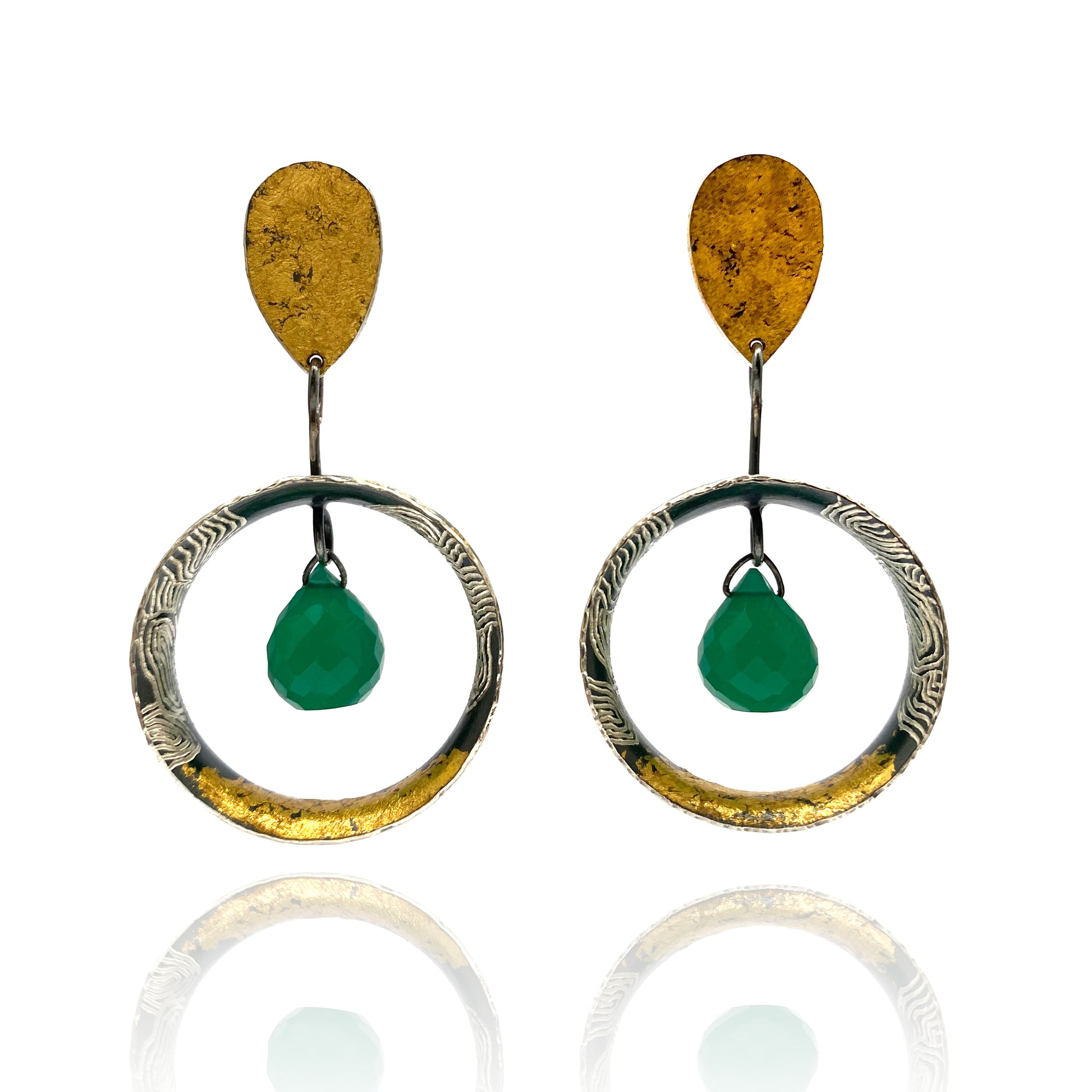 Green Onyx Drop Earrings-Earrings-So Young Park-Pistachios