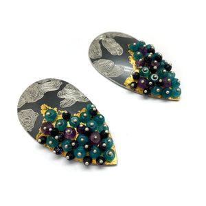 Green Onyx Shield Earrings-Earrings-So Young Park-Pistachios