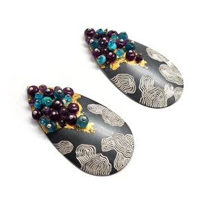 Green Onyx Shield Earrings-Earrings-So Young Park-Pistachios