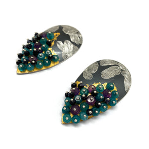 Green Onyx Shield Earrings-Earrings-So Young Park-Pistachios