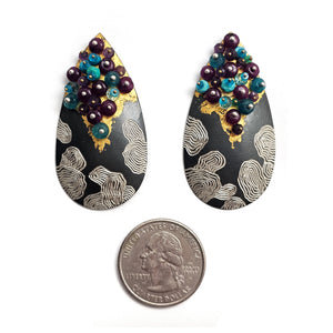 Green Onyx Shield Earrings-Earrings-So Young Park-Pistachios