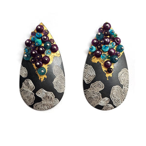 Green Onyx Shield Earrings-Earrings-So Young Park-Pistachios