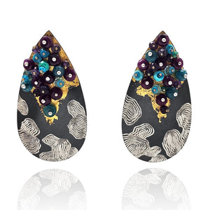 Green Onyx Shield Earrings-Earrings-So Young Park-Pistachios
