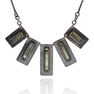 Green Tourmaline Fan Necklace-Necklaces-Austin Titus-Pistachios
