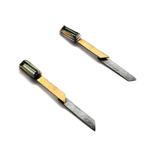 Green Tourmaline Fold Earrings-Earrings-Austin Titus-Pistachios