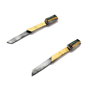 Green Tourmaline Fold Earrings-Earrings-Austin Titus-Pistachios