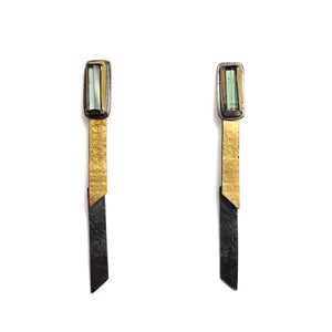 Green Tourmaline Fold Earrings-Earrings-Austin Titus-Pistachios