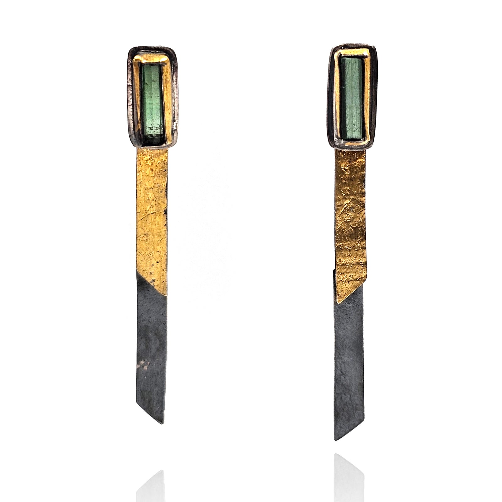 Green Tourmaline Fold Earrings-Earrings-Austin Titus-Pistachios