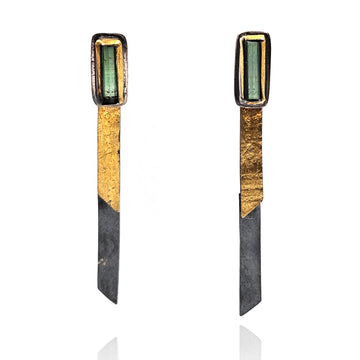 Green Tourmaline Fold Earrings