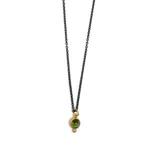 Green Tourmaline and Diamond Necklace-Necklaces-Karin Jacobson-Pistachios