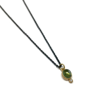 Green Tourmaline and Diamond Necklace