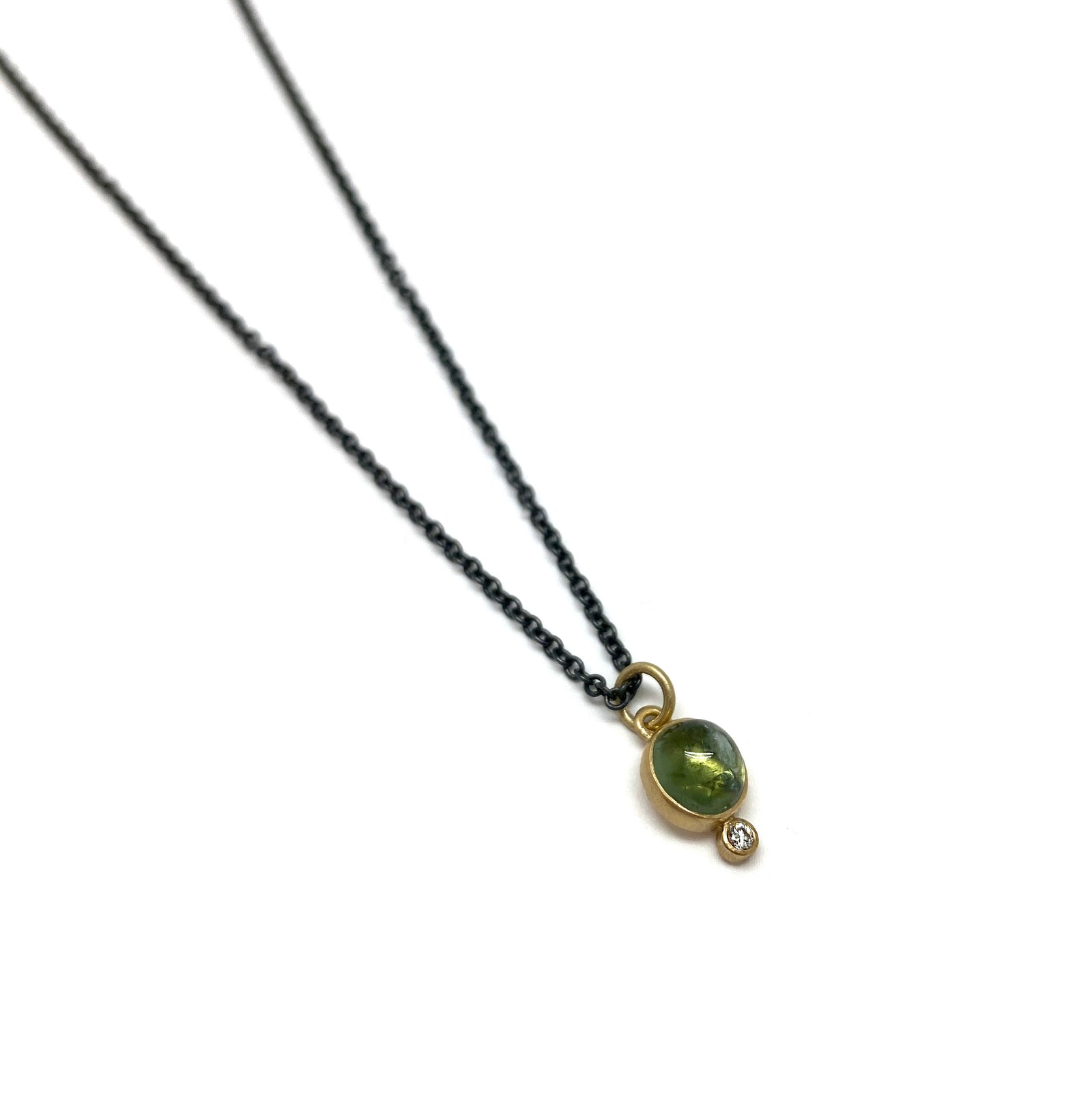 Green Tourmaline and Diamond Necklace-Necklaces-Karin Jacobson-Pistachios
