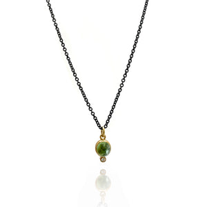 Green Tourmaline and Diamond Necklace-Necklaces-Karin Jacobson-Pistachios