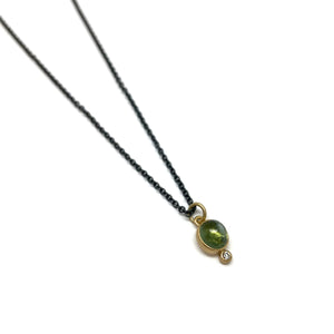 Green Tourmaline and Diamond Necklace-Necklaces-Karin Jacobson-Pistachios