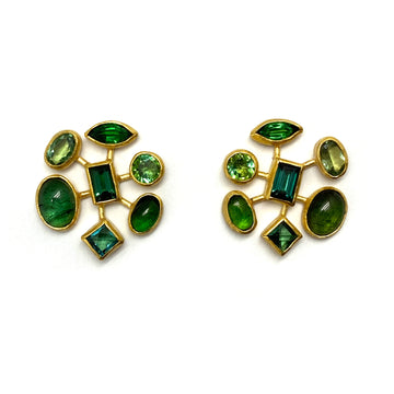 Green Tourmaline and Gold Earrings