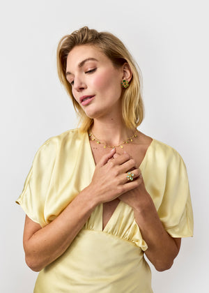 Green Tourmaline and Gold Necklace-Necklaces-Petra Class-Pistachios