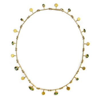 Green Tourmaline and Gold Necklace