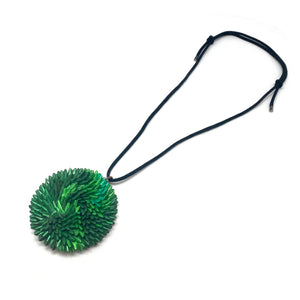 Green and Black Aluminum Medallion Necklace-Necklaces-Eunseok Han-Pistachios