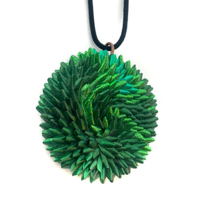 Green and Black Aluminum Medallion Necklace-Necklaces-Eunseok Han-Pistachios