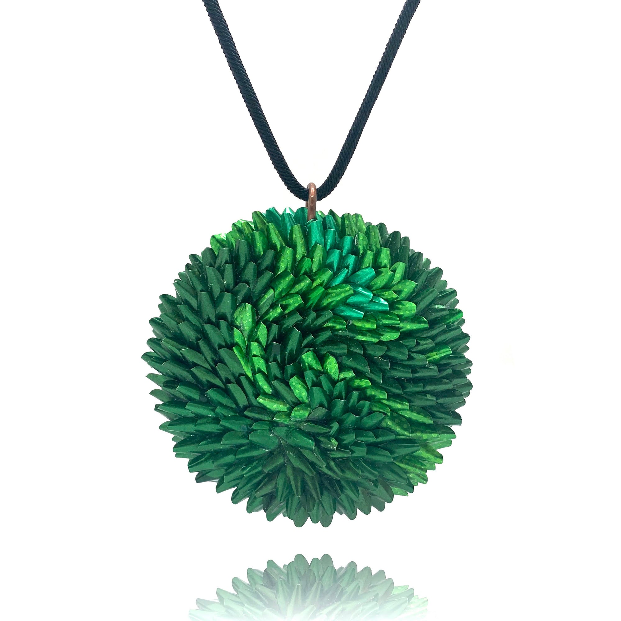 Green and Black Aluminum Medallion Necklace-Necklaces-Eunseok Han-Pistachios