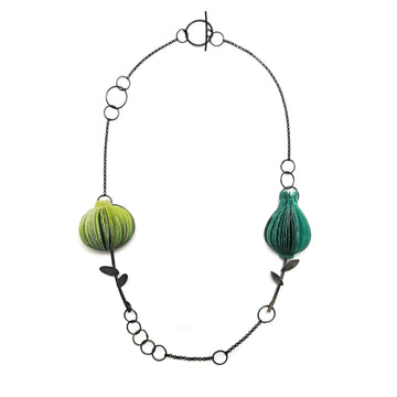 Green and Teal Flower Necklace
