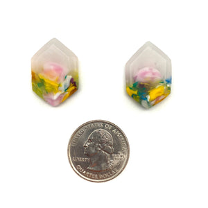 Green and Yellow Crystal Stud Earrings-Earrings-Asami Watanabe-Pistachios