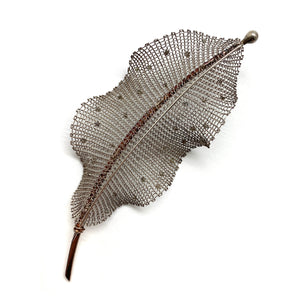 Grey Diamond Leaf Brooch-Pins-Sowon Joo-Pistachios