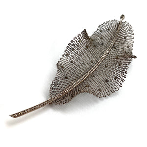 Grey Diamond Leaf Brooch-Pins-Sowon Joo-Pistachios