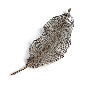 Grey Diamond Leaf Brooch