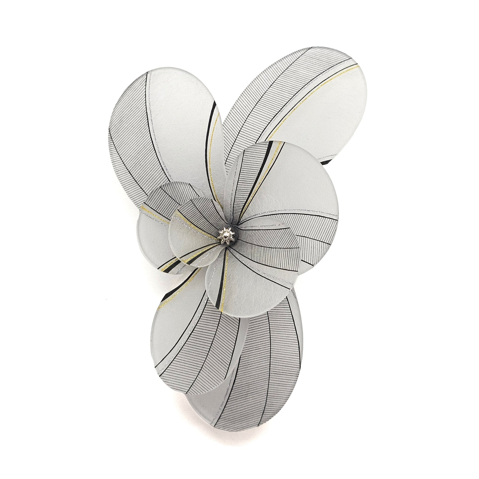 Grey Floral Depiction Brooch-Pins-YeJin Choi-Pistachios