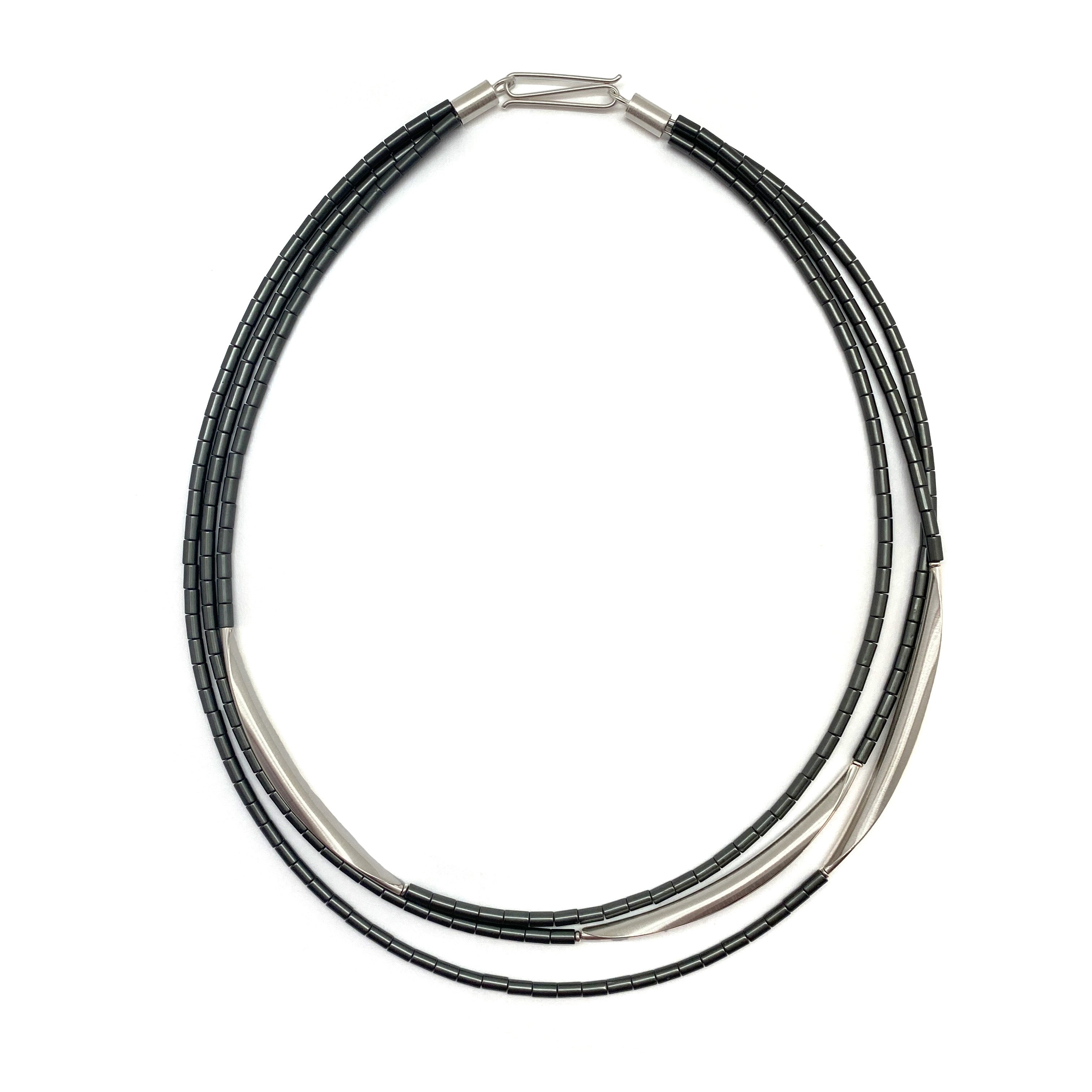 Grey Hematite and Sterling Silver Necklace | Pistachios